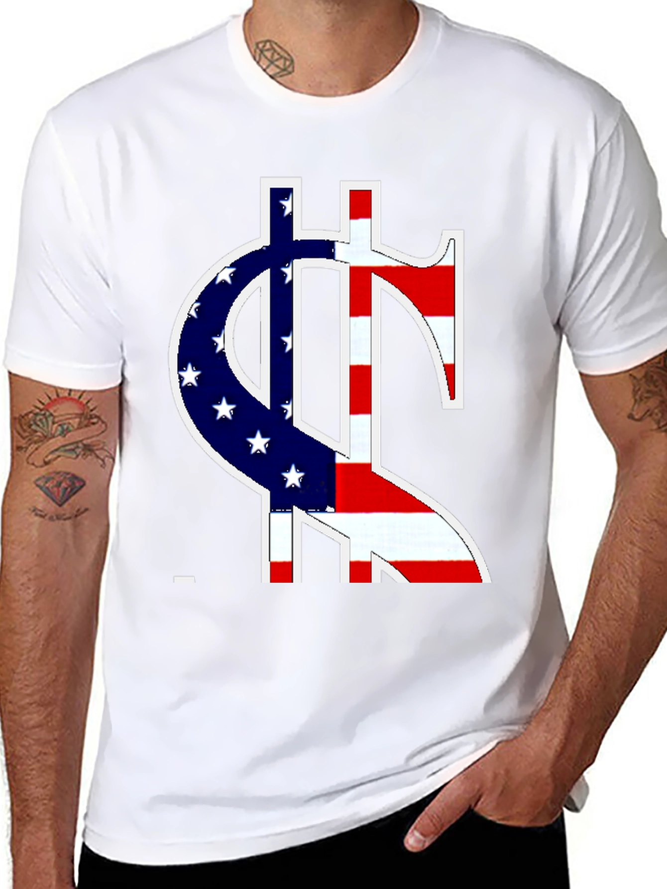 American Flag Dollar Sign Graphic T-Shirt