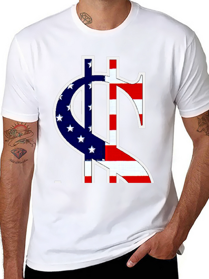 American Flag Dollar Sign Graphic T-Shirt