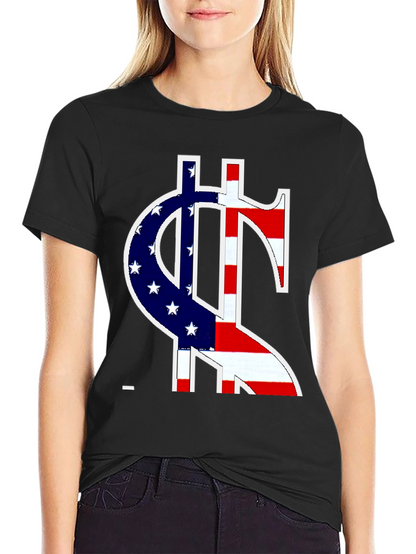 American Flag Dollar Sign Graphic T-Shirt