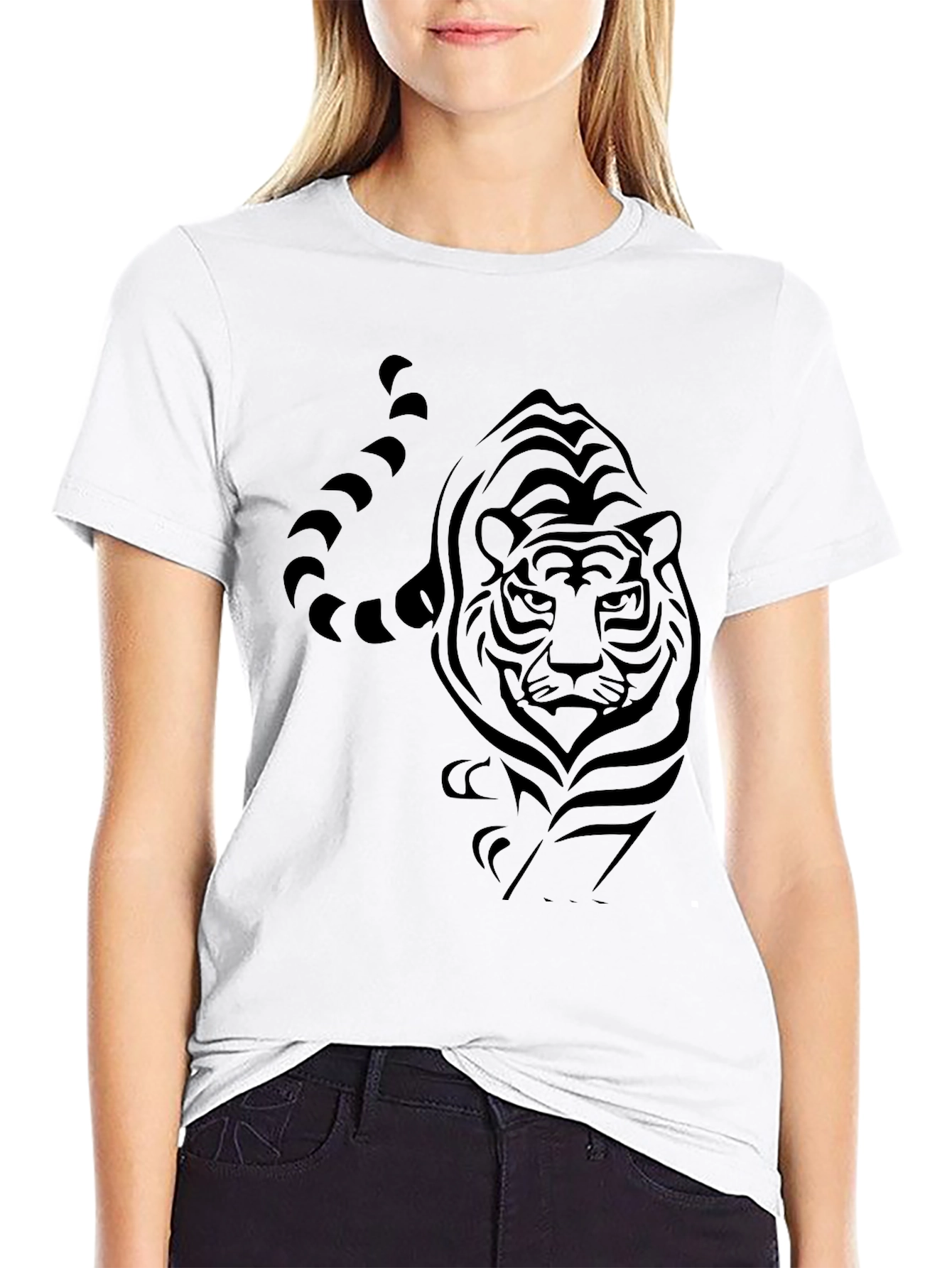Mens Black Tiger Graphic T-Shirt