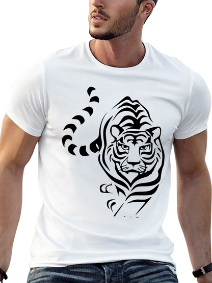 Mens Black Tiger Graphic T-Shirt