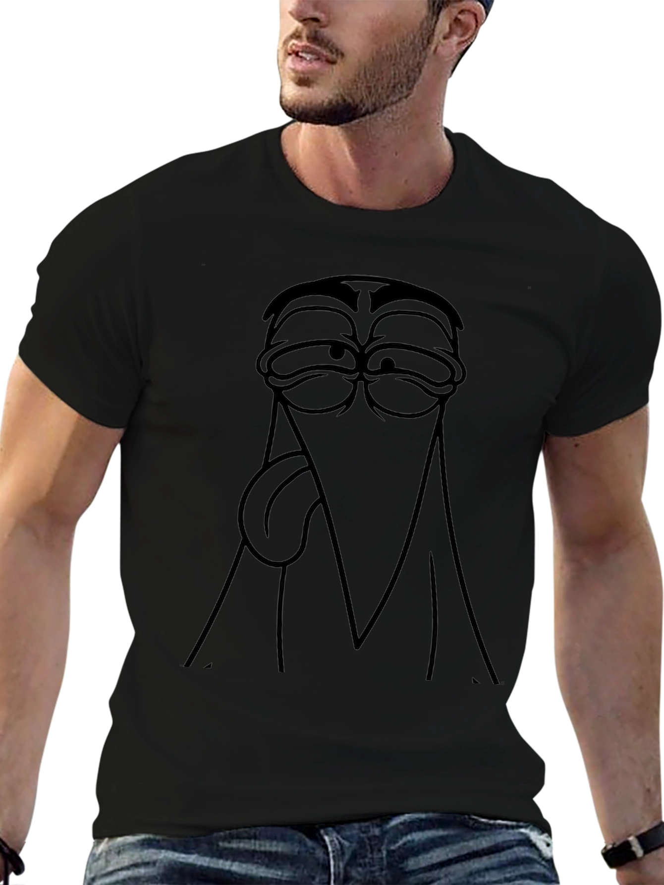 Funny Cartoon Character T-Shirt - Black Tee