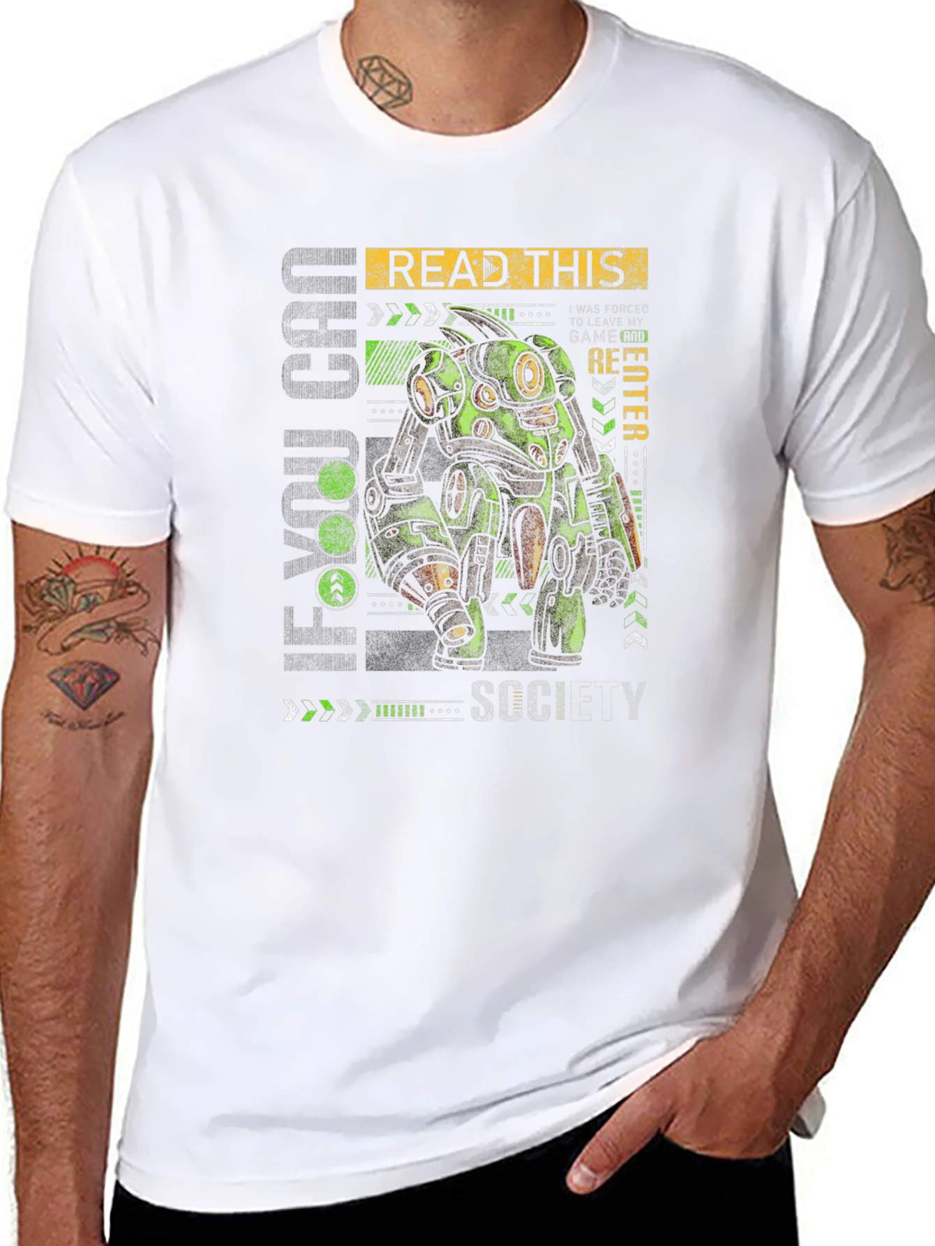 Sci-Fi Robot Graphic Print T-Shirt - Read This SCCY