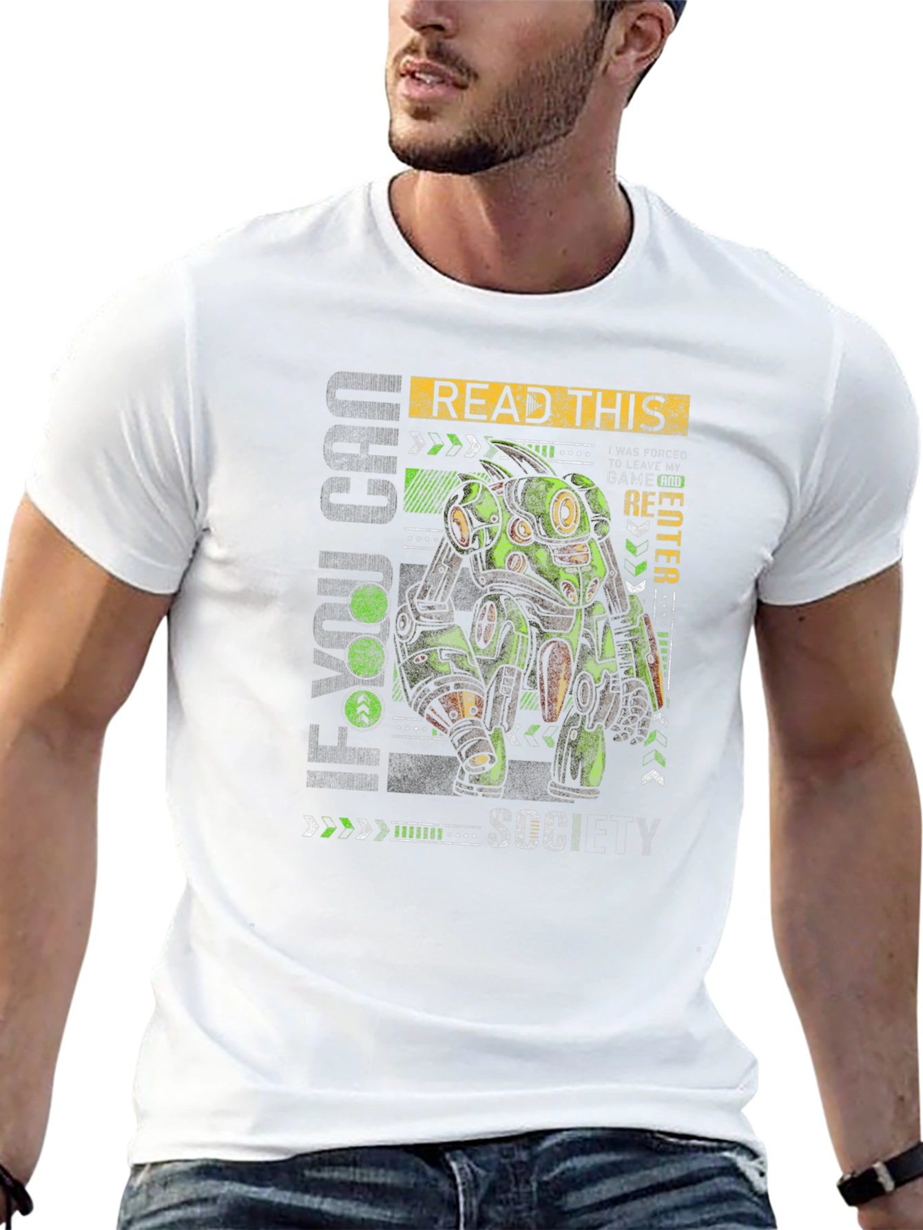 Sci-Fi Robot Graphic Print T-Shirt - Read This SCCY