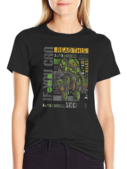 Sci-Fi Robot Graphic Print T-Shirt - Read This SCCY