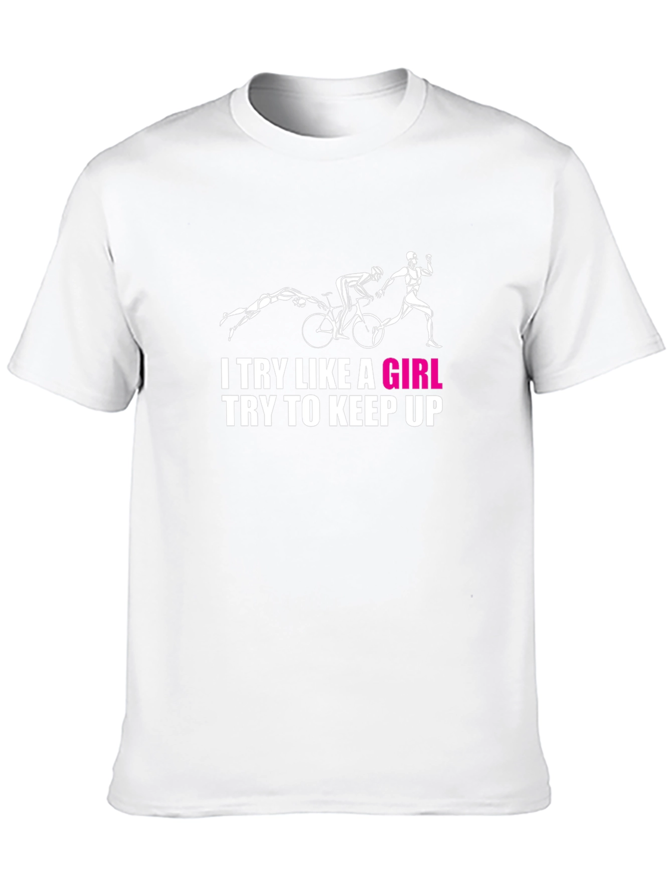 Try Like A Girl Black T-Shirt - Triathlon Design