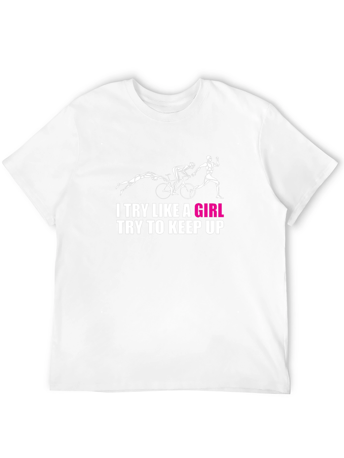 Try Like A Girl Black T-Shirt - Triathlon Design