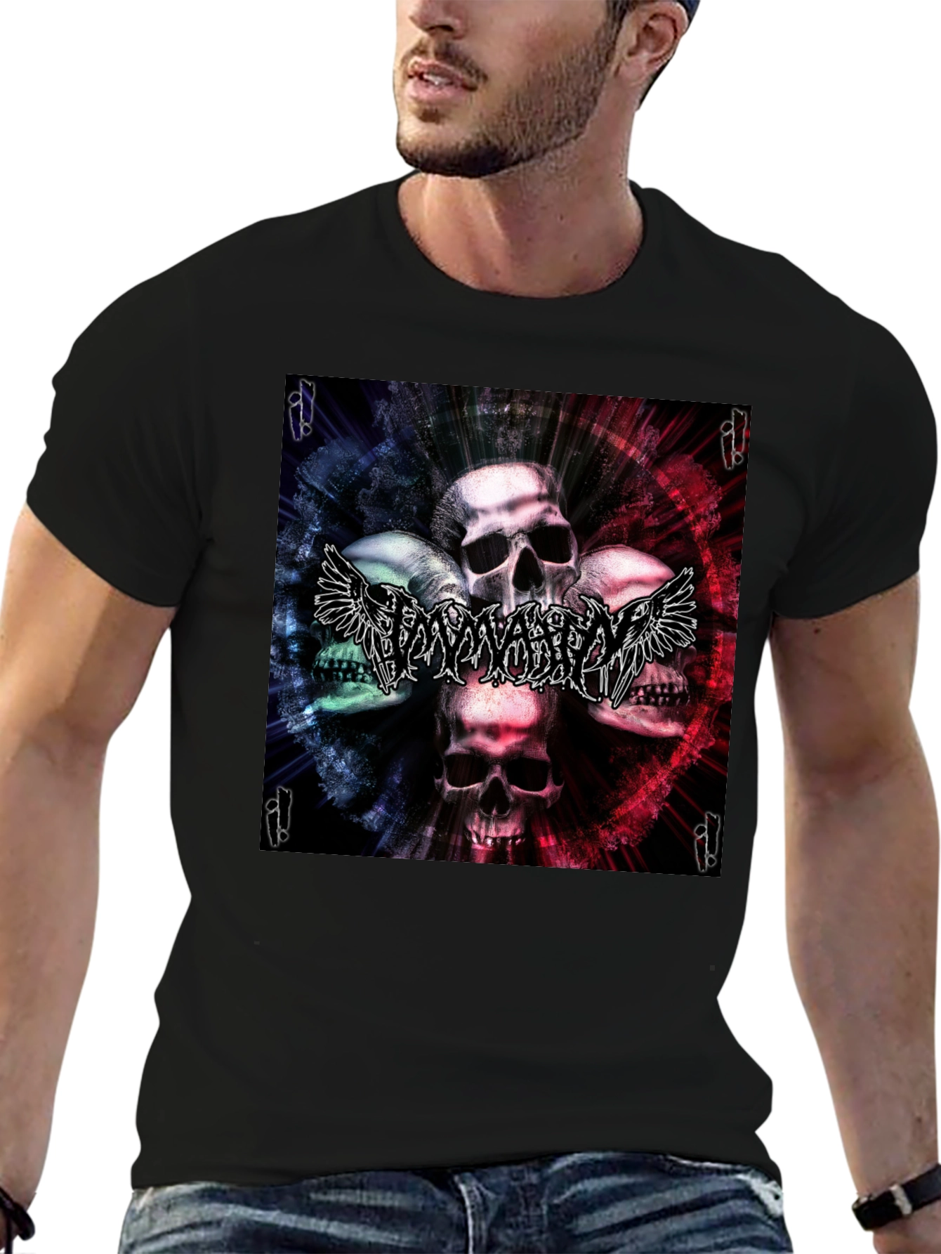 Skull & Wings Graphic T-Shirt - Black