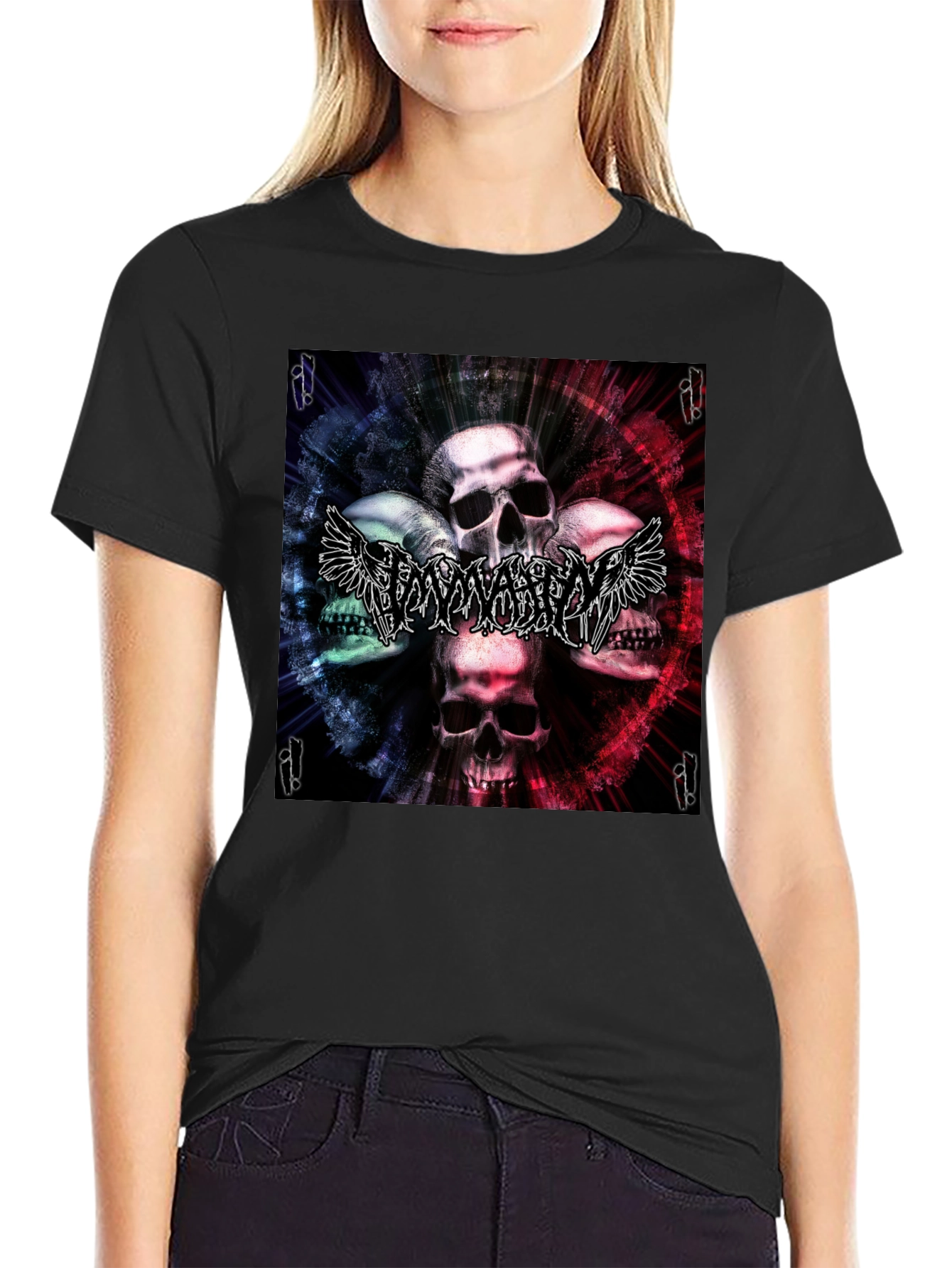 Skull & Wings Graphic T-Shirt - Black