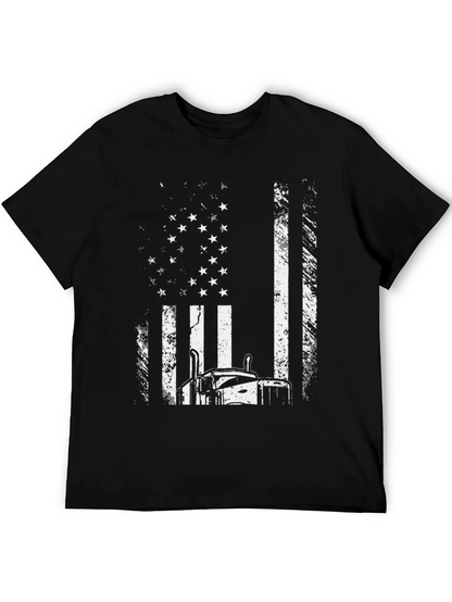Trucker American Flag Graphic Tee - Black
