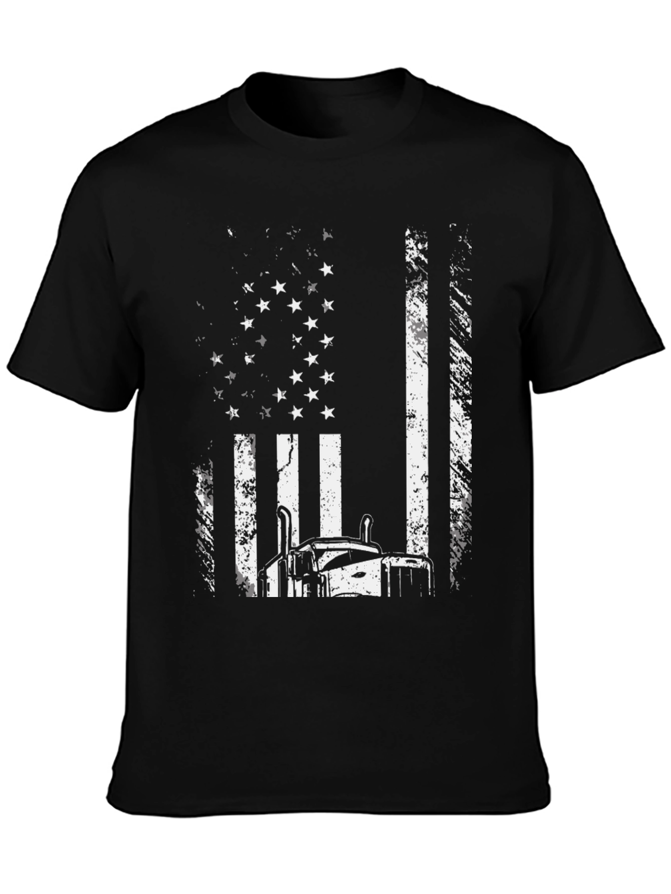 Trucker American Flag Graphic Tee - Black