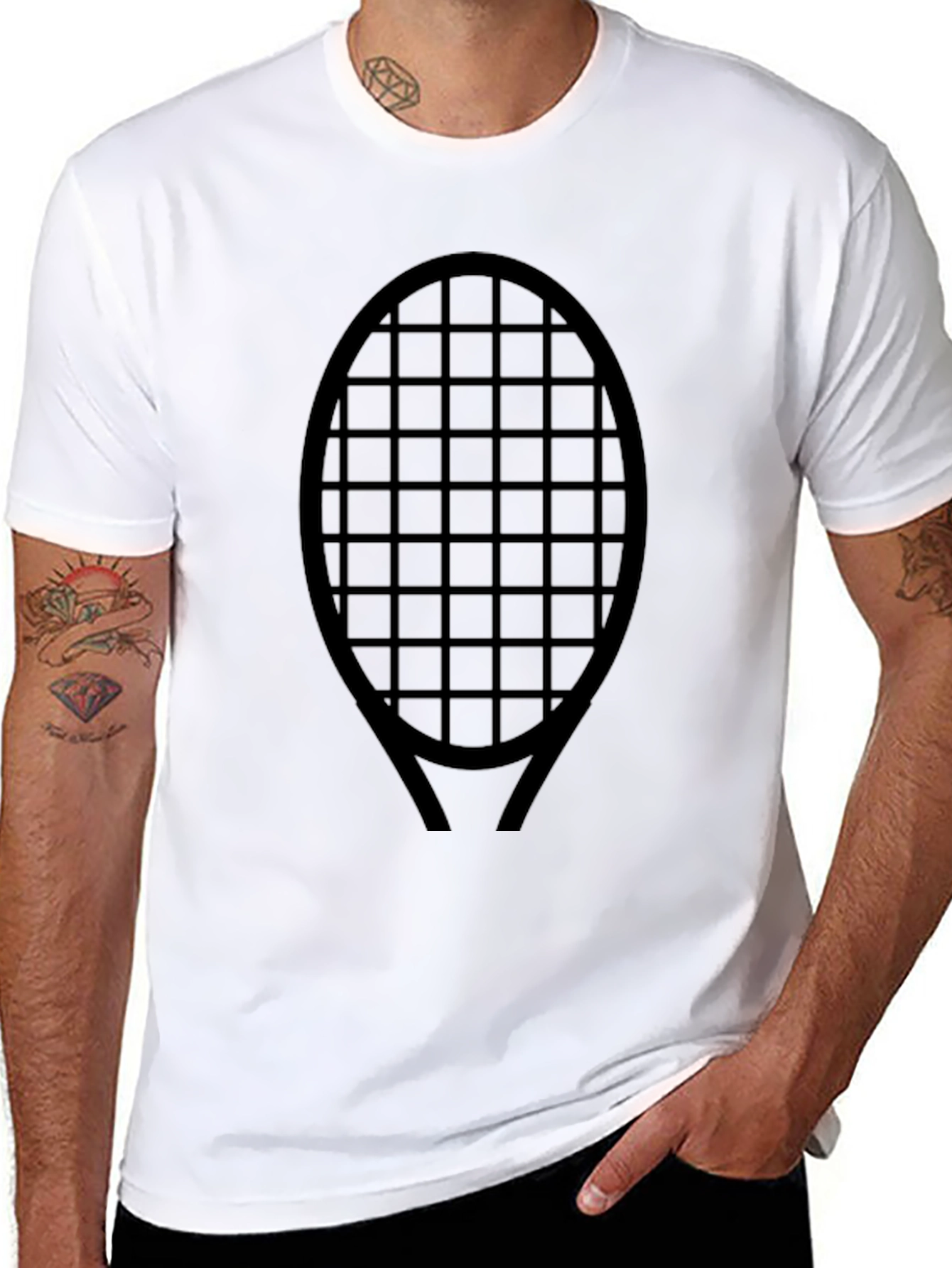 Tennis Racket Graphic Black T-Shirt