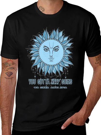 Celestial Sun Face Graphic Tee - Keep Going T-Shirt