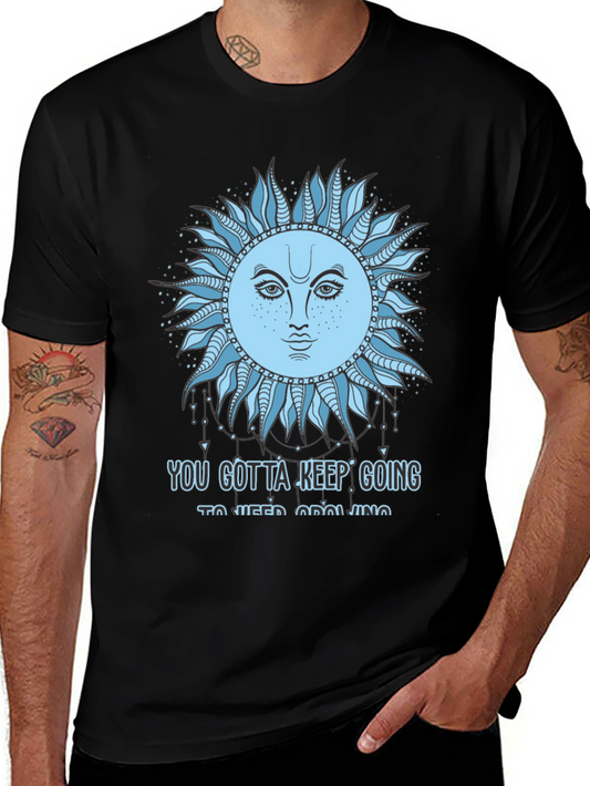 Celestial Sun Face Graphic Tee - Keep Going T-Shirt