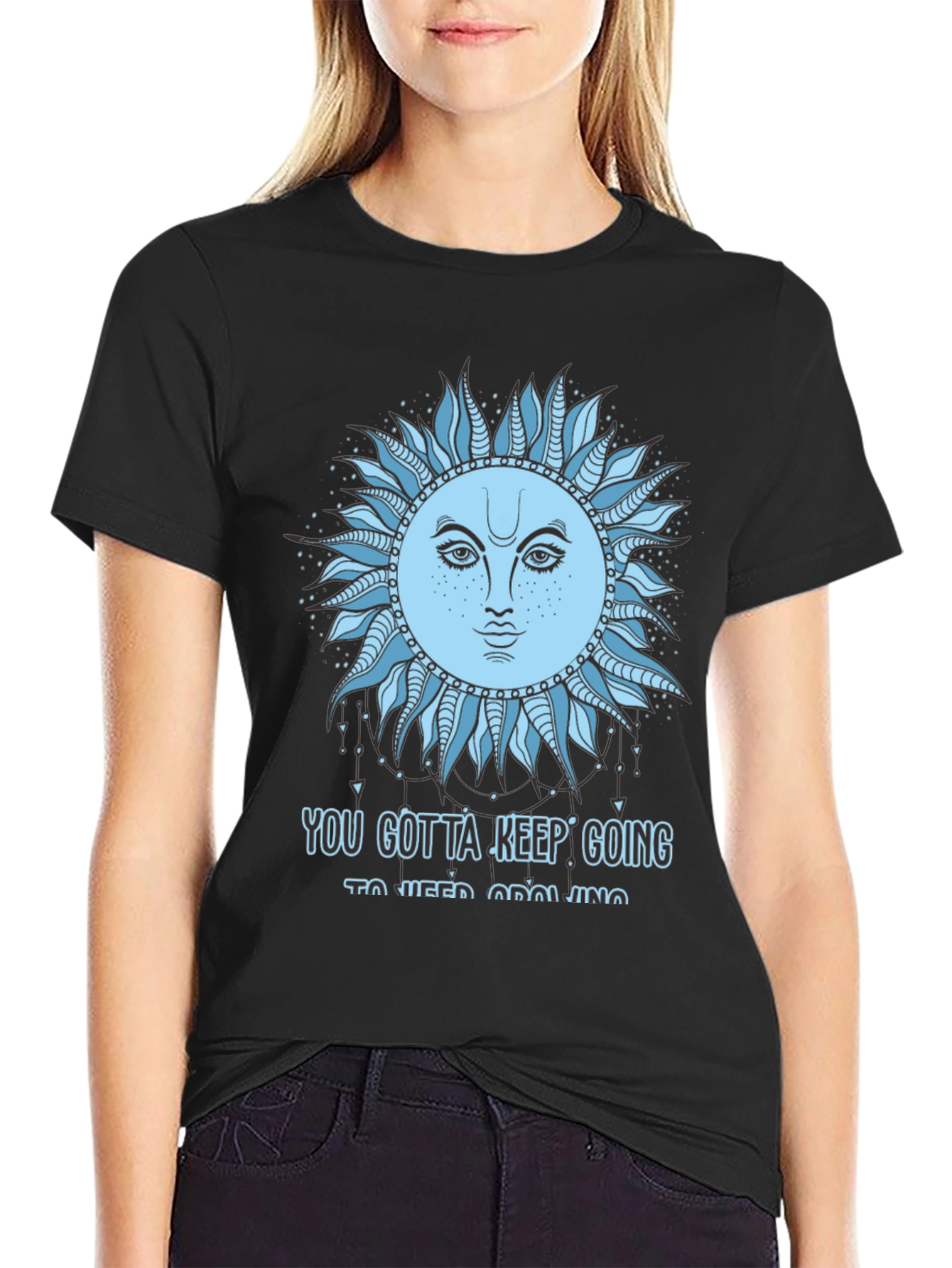 Celestial Sun Face Graphic Tee - Keep Going T-Shirt