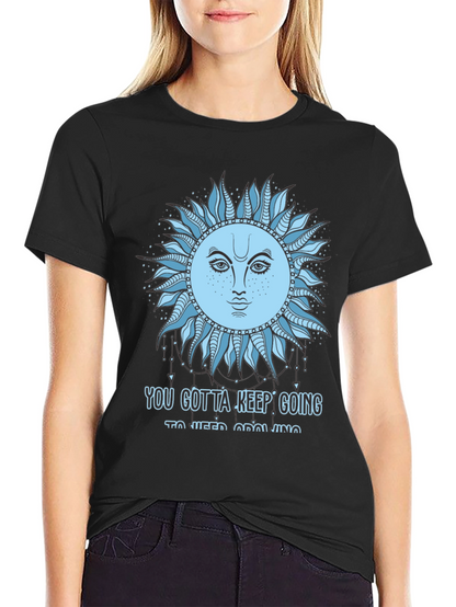 Celestial Sun Face Graphic Tee - Keep Going T-Shirt