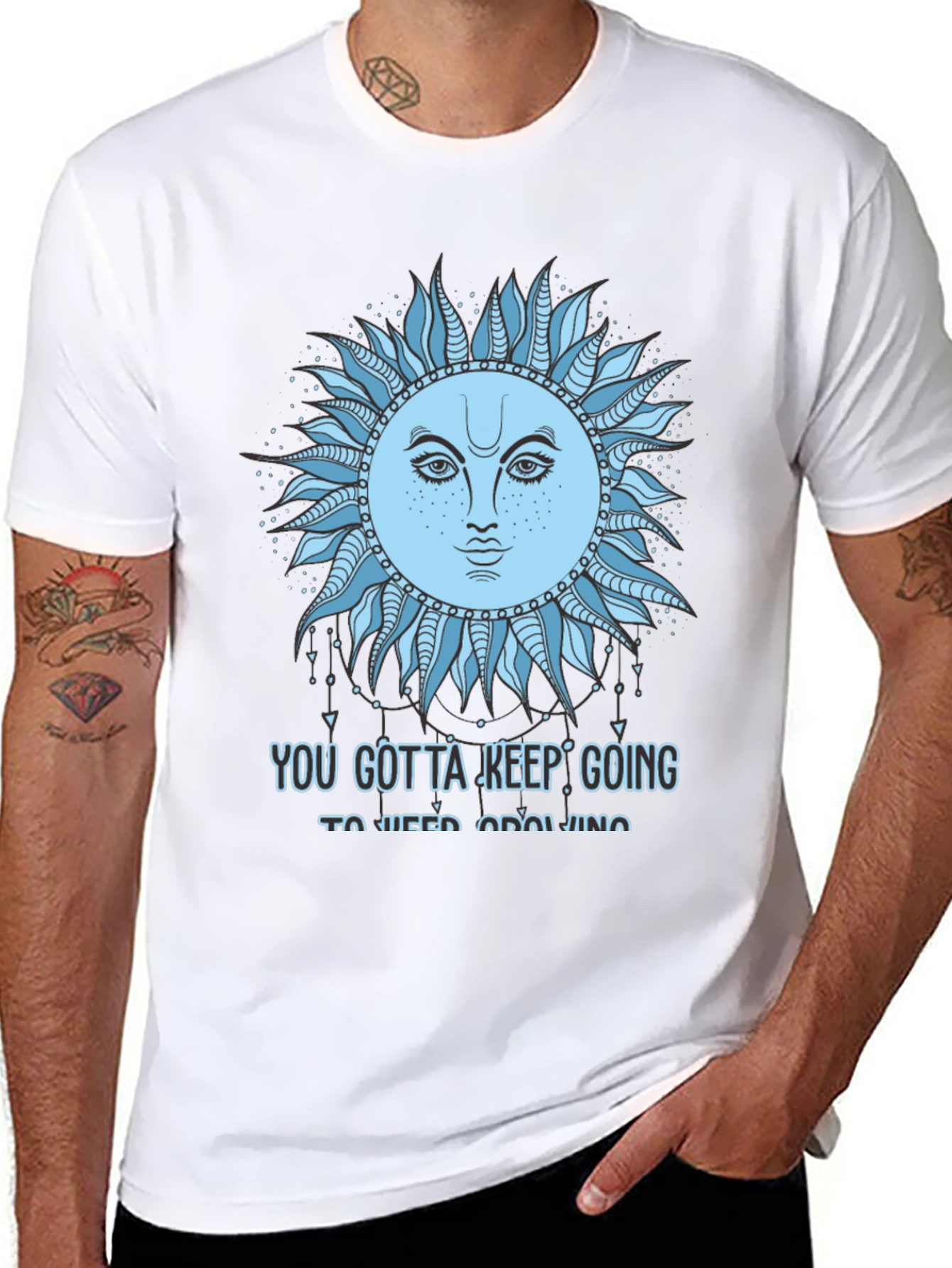 Celestial Sun Face Graphic Tee - Keep Going T-Shirt