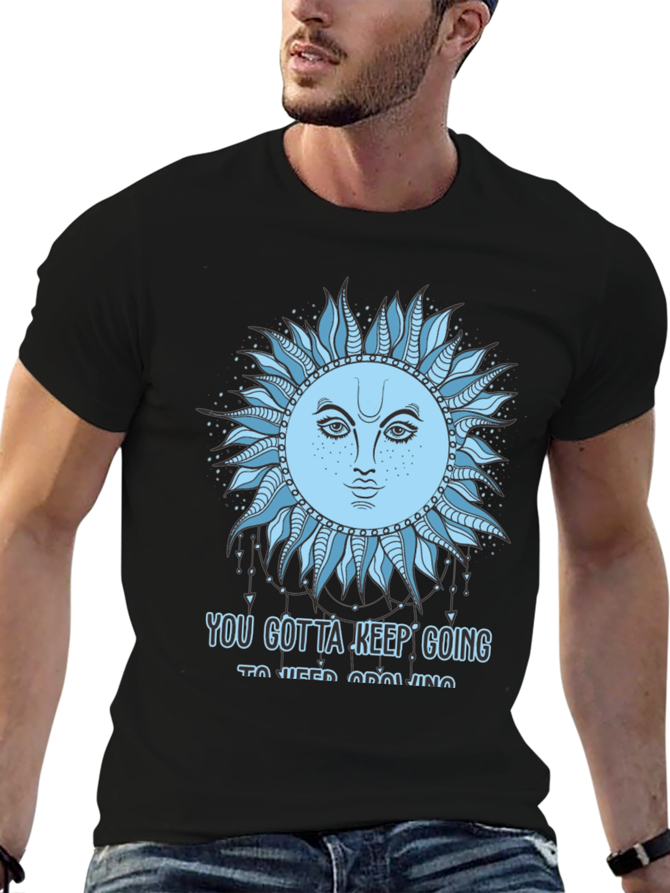 Celestial Sun Face Graphic Tee - Keep Going T-Shirt