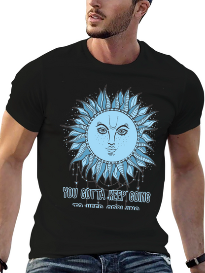 Celestial Sun Face Graphic Tee - Keep Going T-Shirt