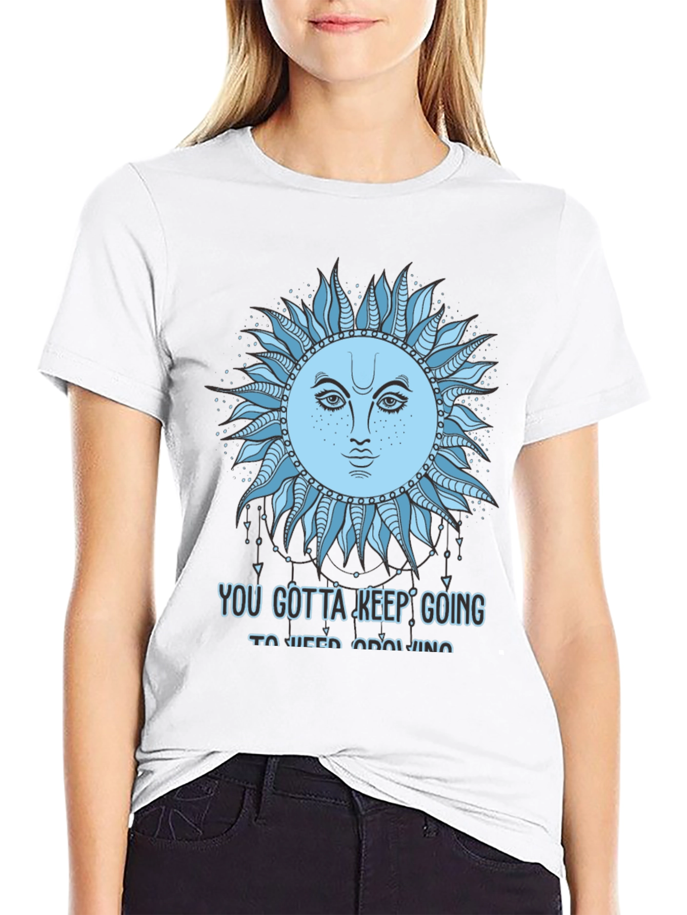 Celestial Sun Face Graphic Tee - Keep Going T-Shirt