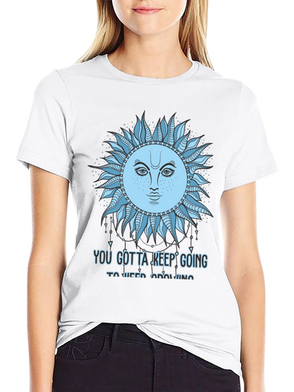 Celestial Sun Face Graphic Tee - Keep Going T-Shirt