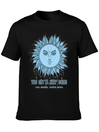 Celestial Sun Face Graphic Tee - Keep Going T-Shirt