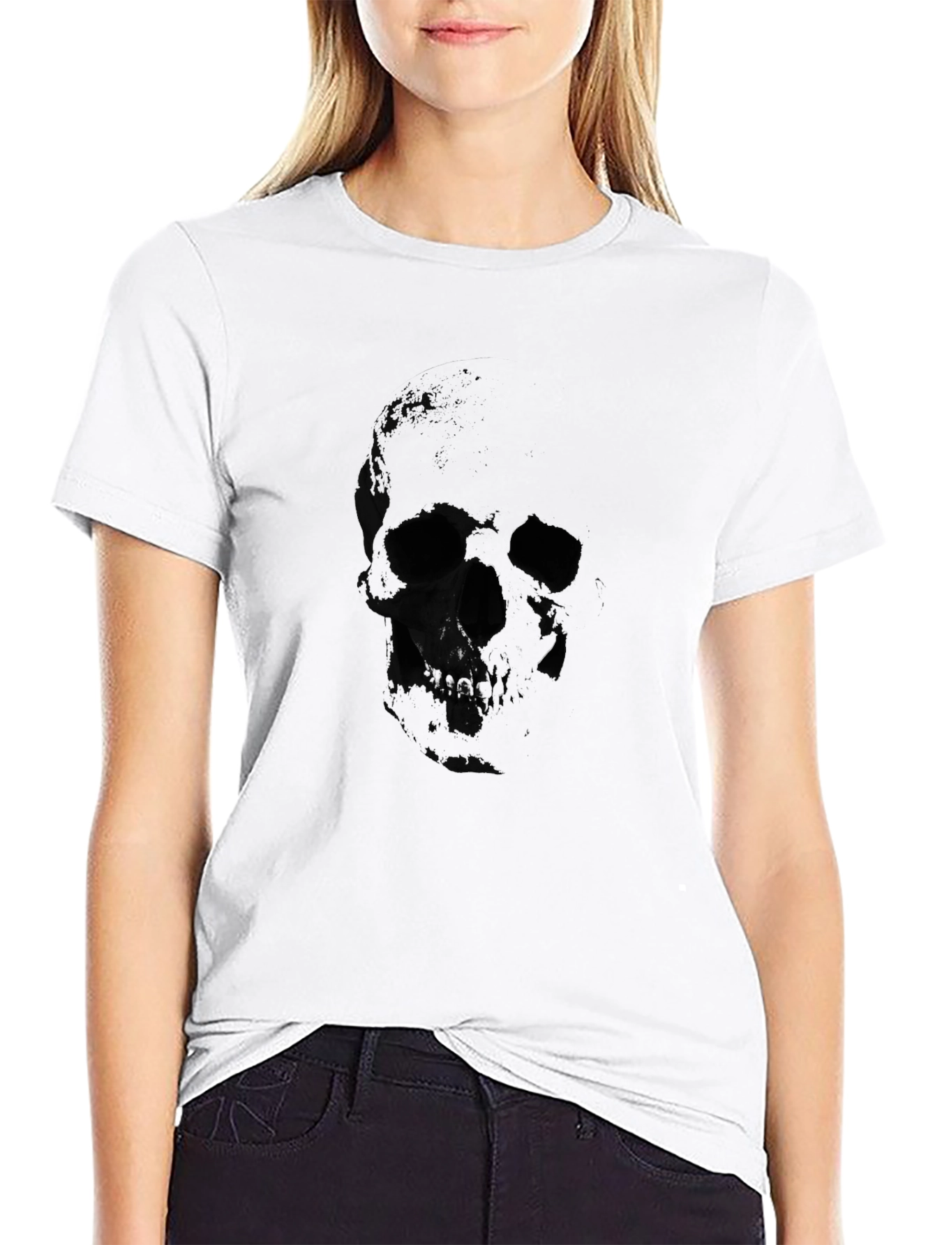 Mens Black Skull Graphic T-Shirt