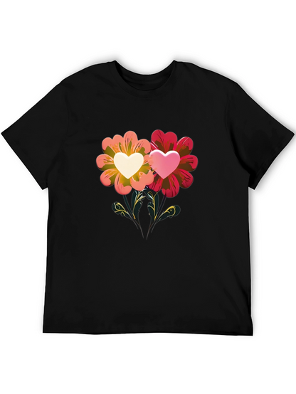 Floral Heart Graphic Tee - Romantic Design