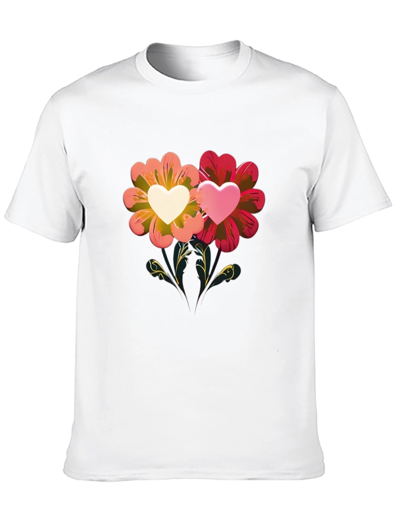 Floral Heart Graphic Tee - Romantic Design