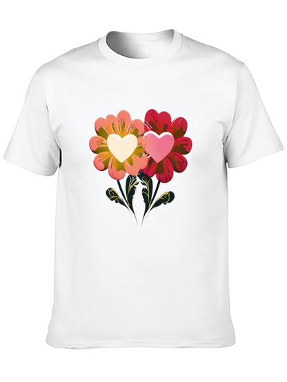 Floral Heart Graphic Tee - Romantic Design