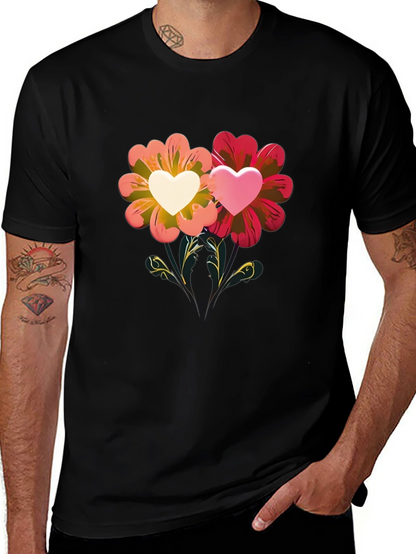 Floral Heart Graphic Tee - Romantic Design