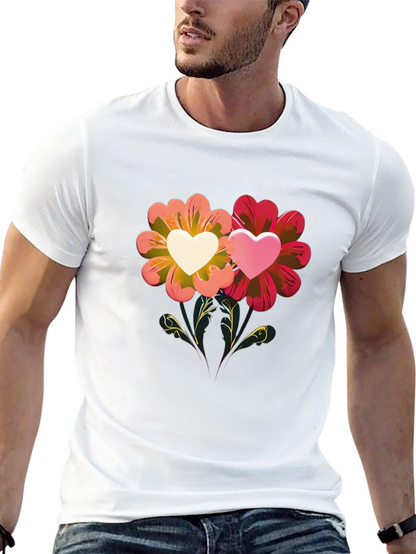 Floral Heart Graphic Tee - Romantic Design