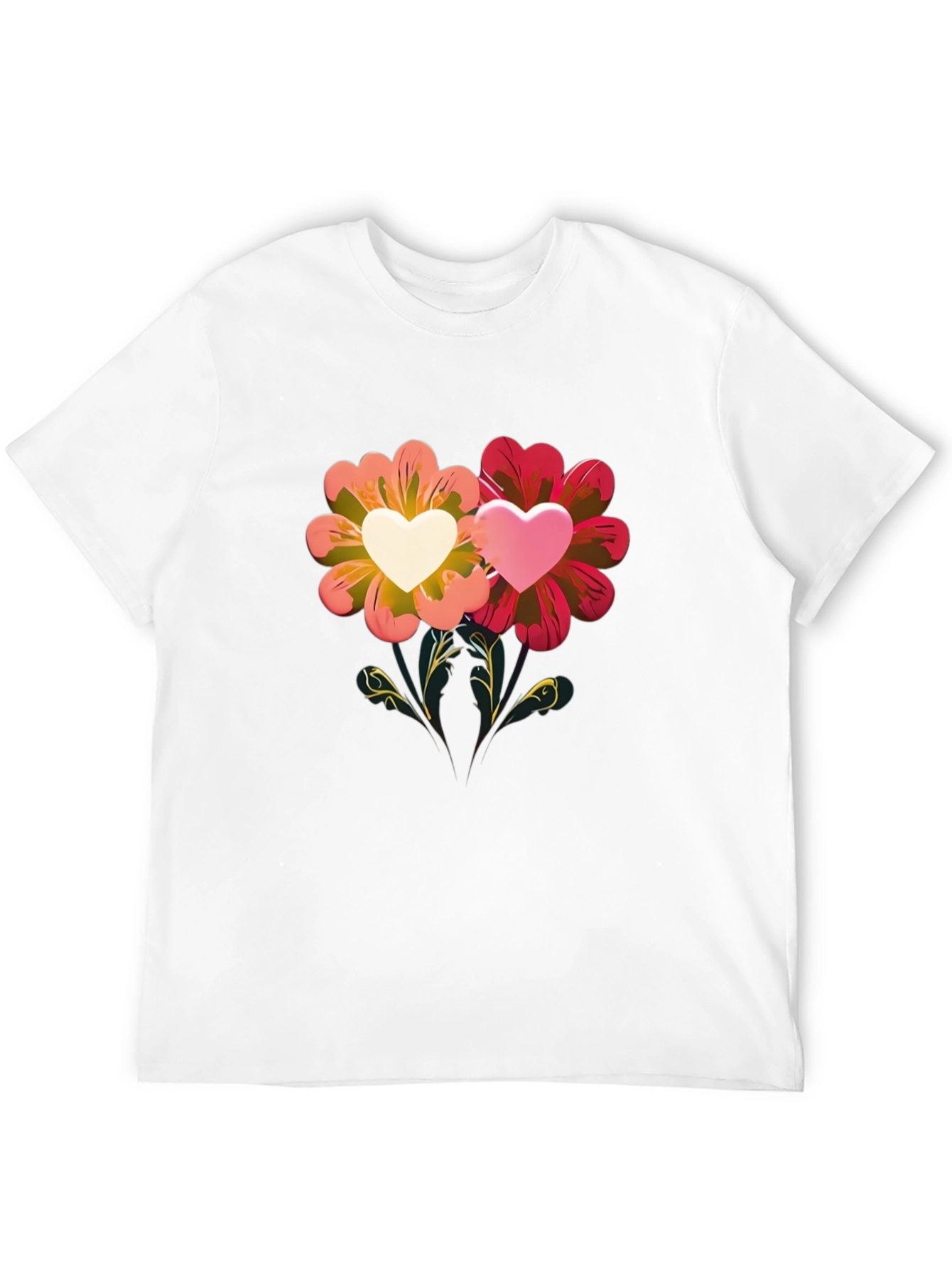 Floral Heart Graphic Tee - Romantic Design