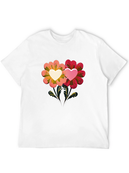 Floral Heart Graphic Tee - Romantic Design