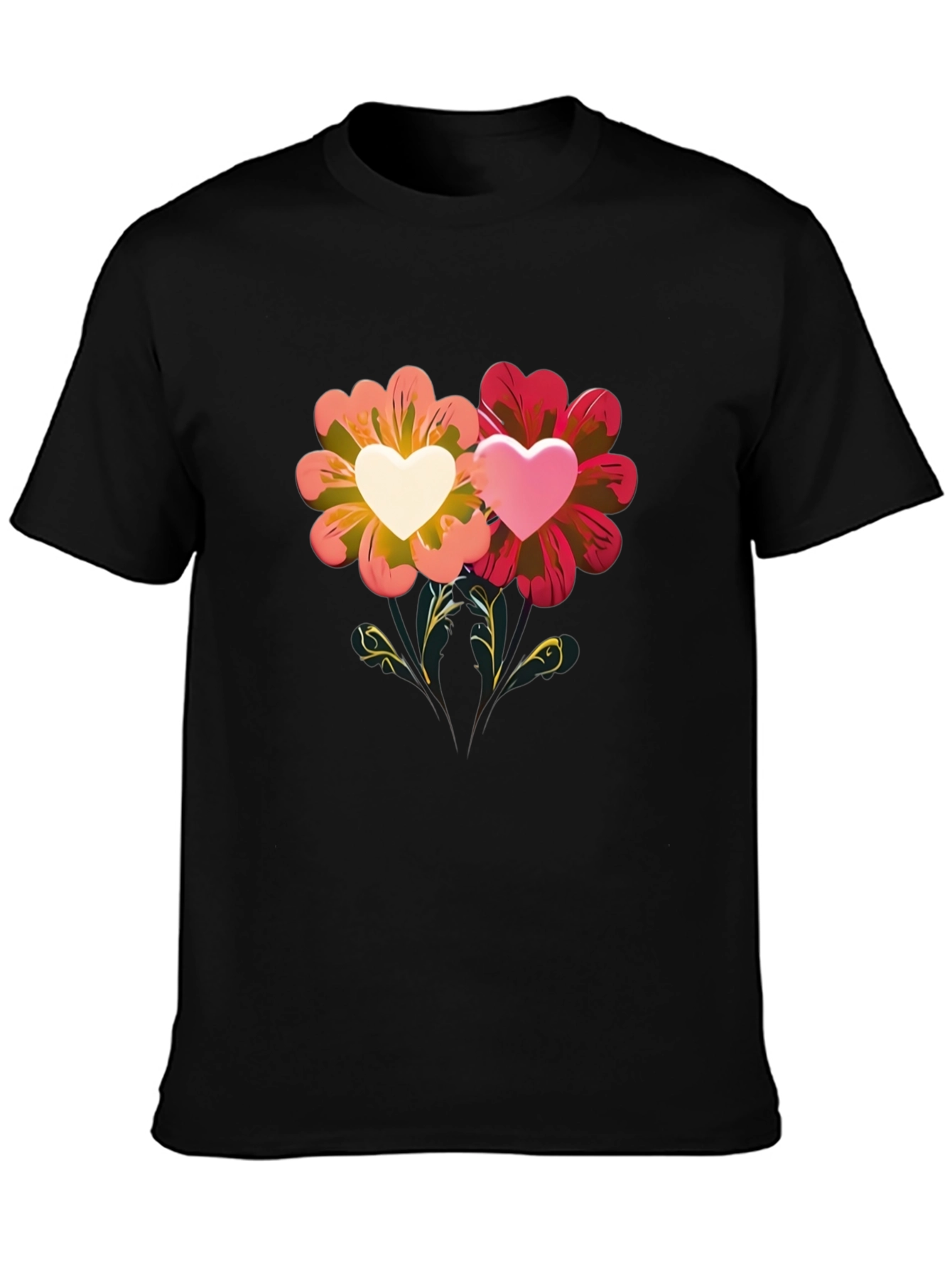 Floral Heart Graphic Tee - Romantic Design