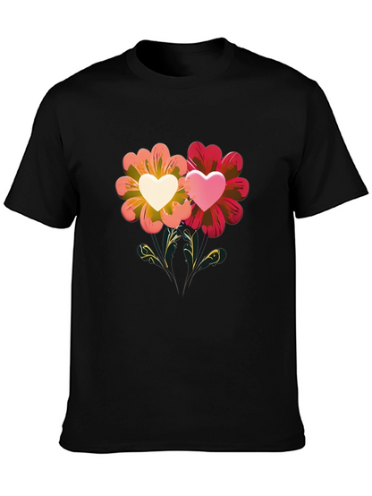 Floral Heart Graphic Tee - Romantic Design