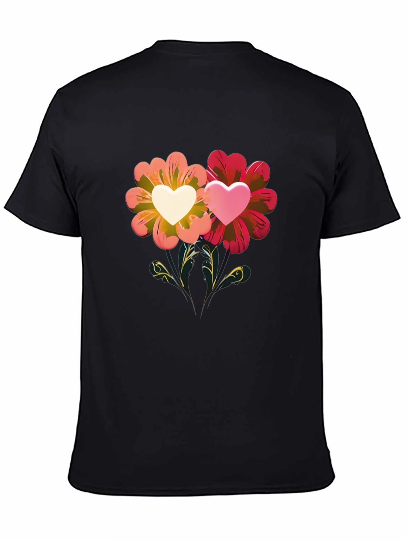 Floral Heart Graphic Tee - Romantic Design