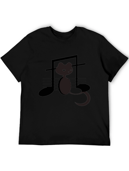 Musical Cat Graphic Tee - Black
