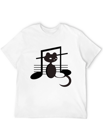 Musical Cat Graphic Tee - Black