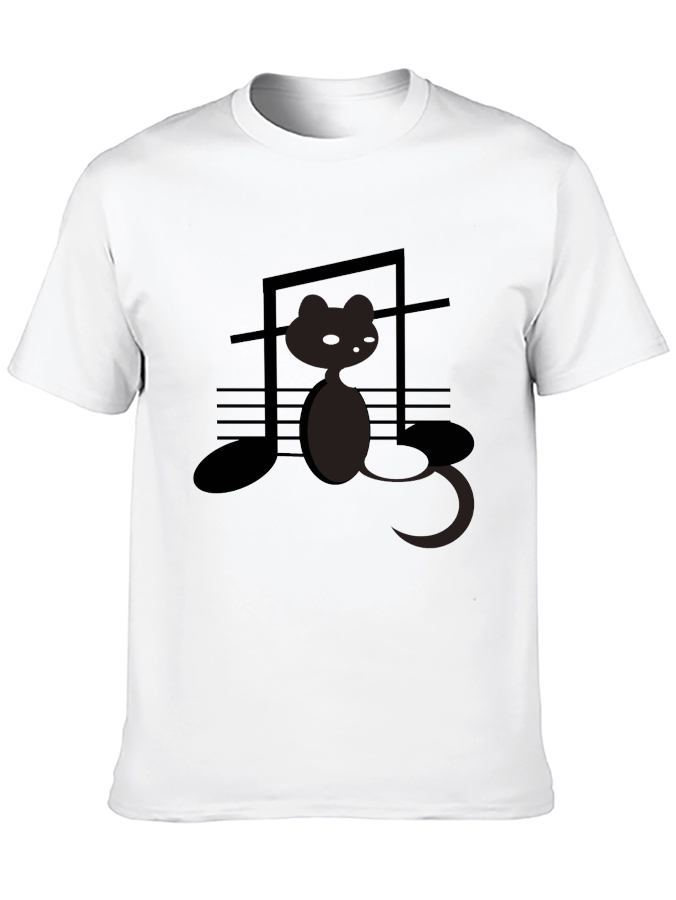 Musical Cat Graphic Tee - Black