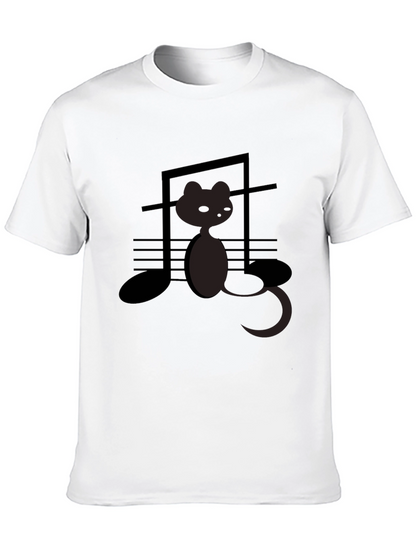 Musical Cat Graphic Tee - Black