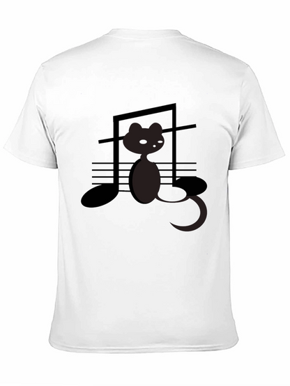 Musical Cat Graphic Tee - Black