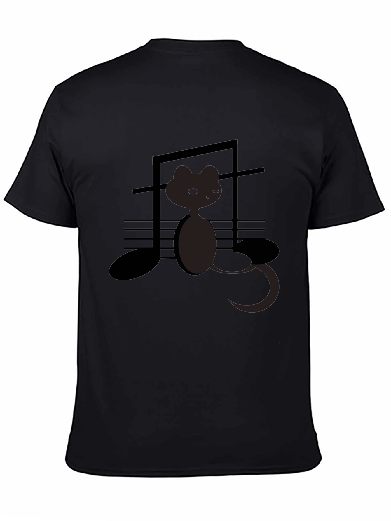 Musical Cat Graphic Tee - Black