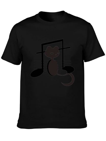 Musical Cat Graphic Tee - Black