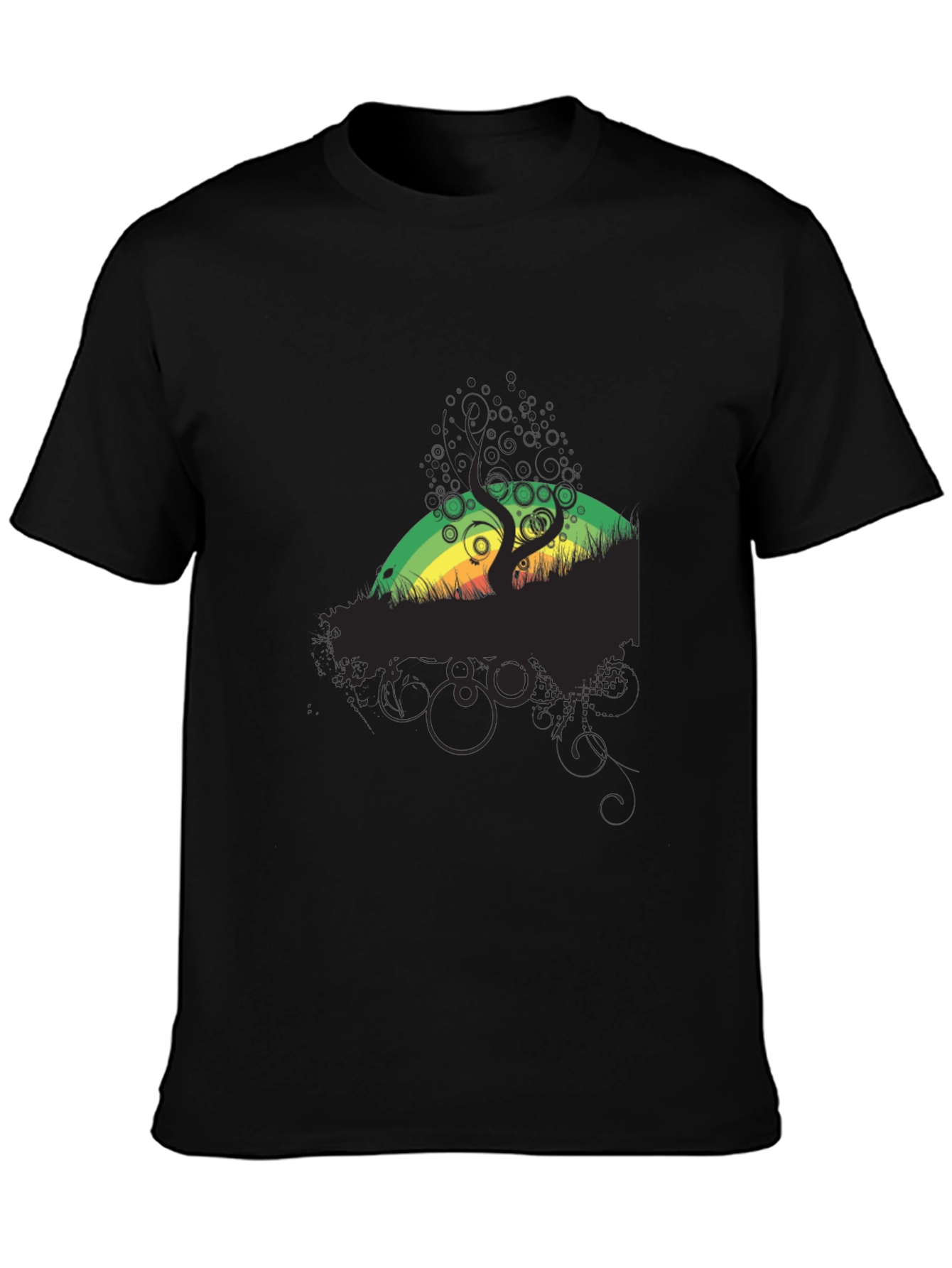 Rasta Tree Graphic Black T-Shirt