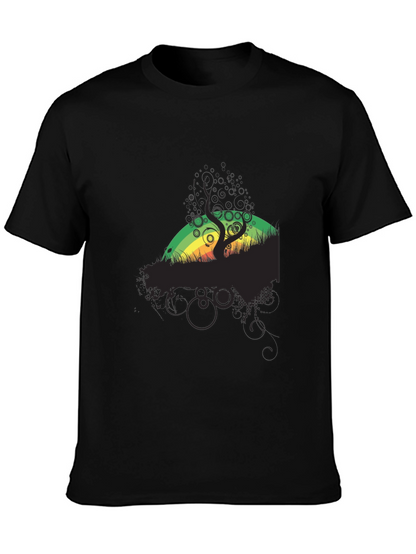 Rasta Tree Graphic Black T-Shirt