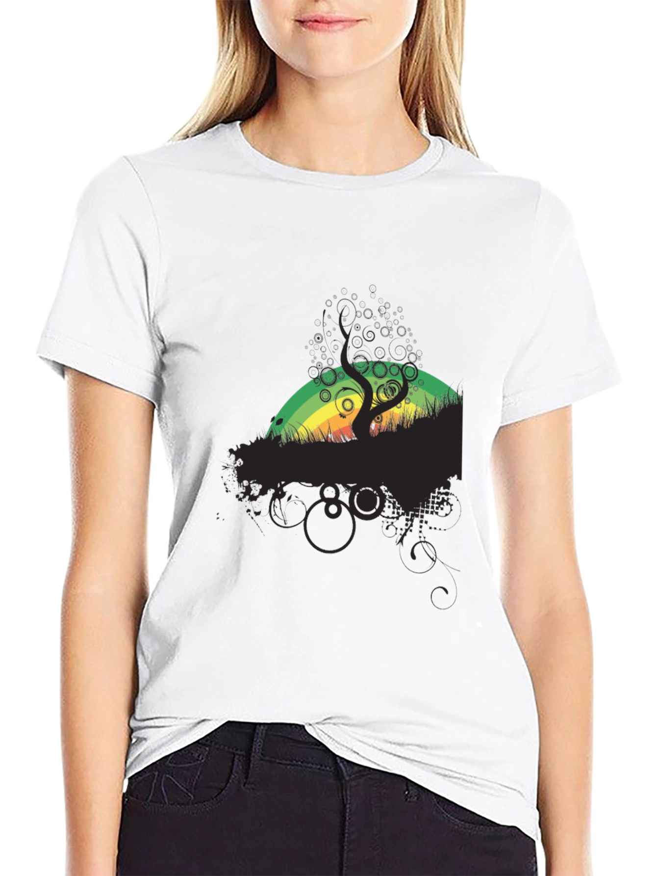 Rasta Tree Graphic Black T-Shirt