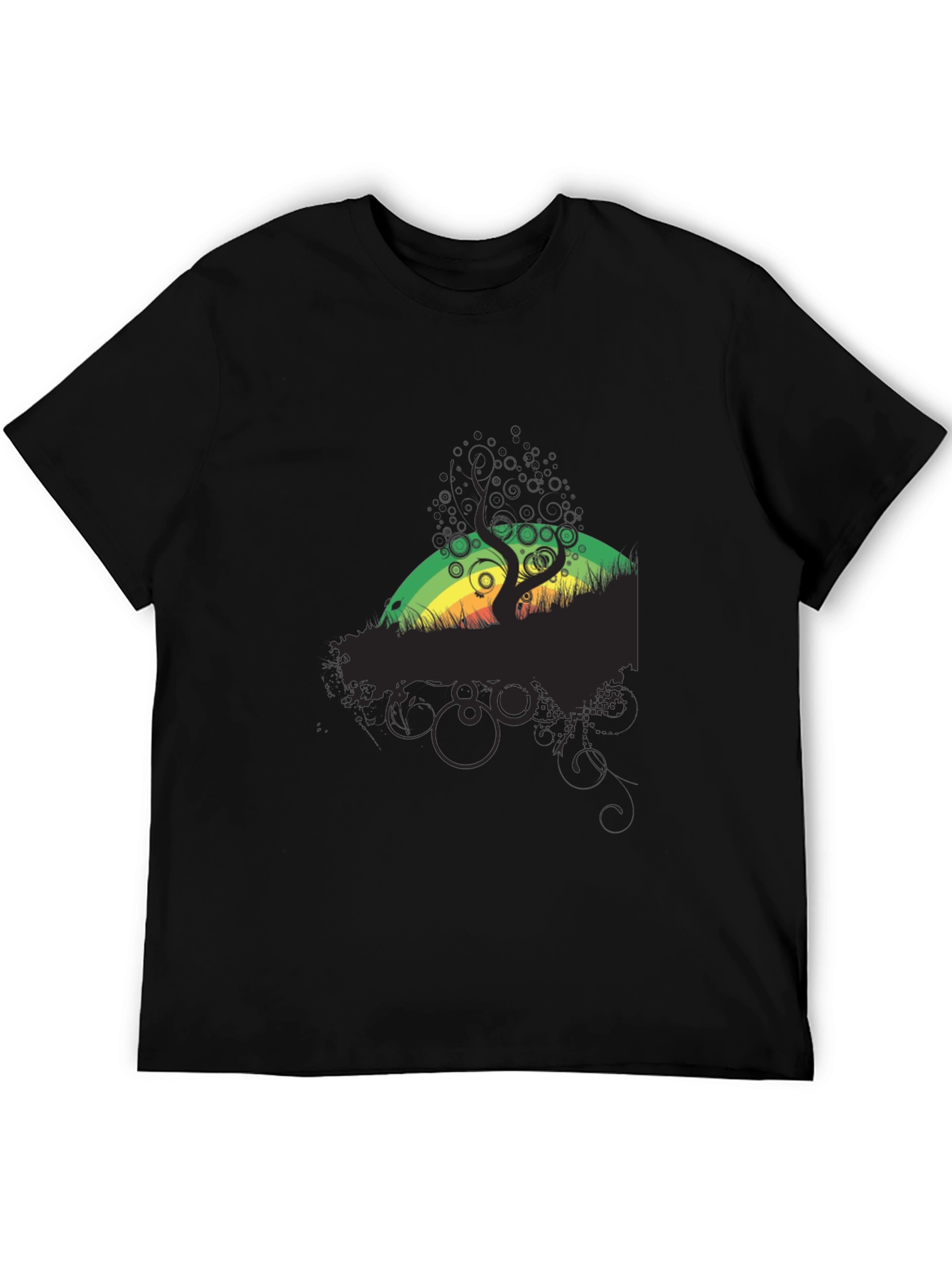 Rasta Tree Graphic Black T-Shirt