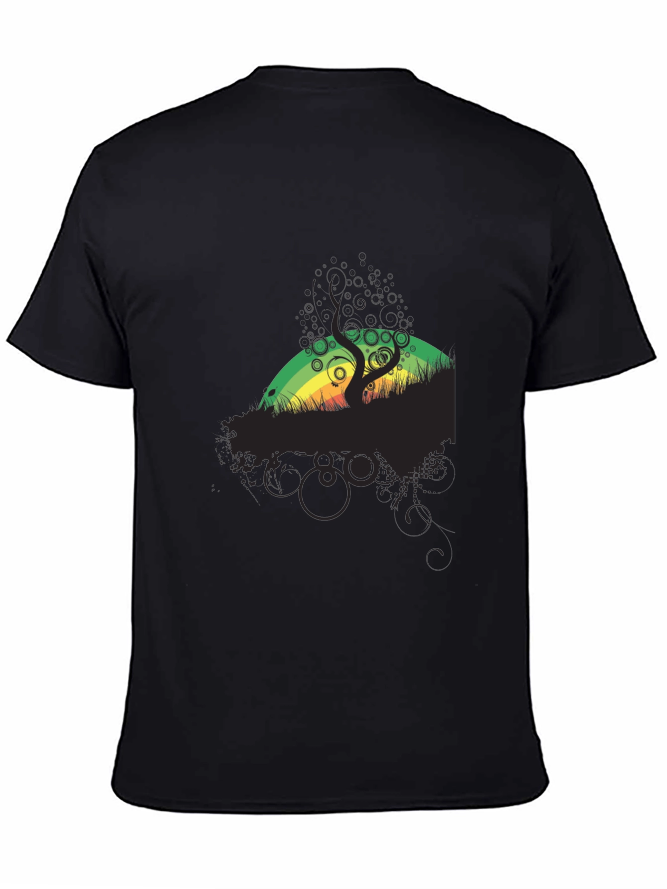 Rasta Tree Graphic Black T-Shirt