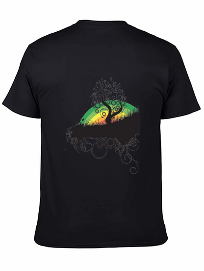 Rasta Tree Graphic Black T-Shirt
